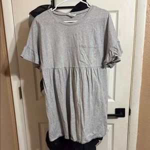Gray Flutter Sleeve Mini Dress